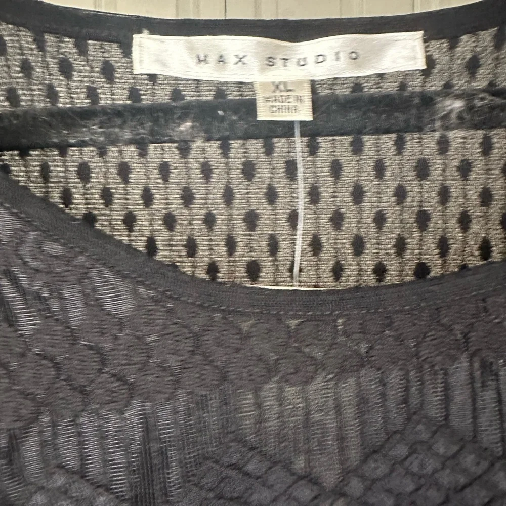Max Studio Black Sheer Lace Blouse - Picture 3 of 7